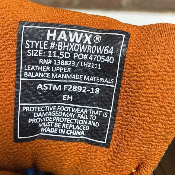 Hawx Talon Dark Umber Waterproof Lace-Up Work Boot Broad Square Toe Dark Brown S